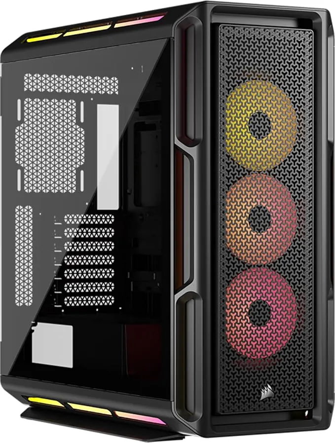 CORSAIR iCUE Link 5000T LX RGB Caja Mid–Tower ATX para PC – 3 Ventiladores LX120 RGB preinstalados, Tiras de luz Aurora integradas, Interior Espacioso, hub de Sistema iCUE Link Incluido – Negro