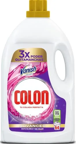 Colon Vanish Advanced - Detergente para lavadora con quitamanchas, adecuado para Ropa Blanca y de Color, 64 lavados, 2880 ml