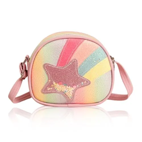Noaxylic Bolso Niña, Paillettes étoiles Arc en Ciel Bolsos para Niñas, Correa de Hombro Ajustable Bolso Infantile, Bandolera Niña, PU, para Infantil Cumpleaños Regalos, para Niñas de Día o de Viaje