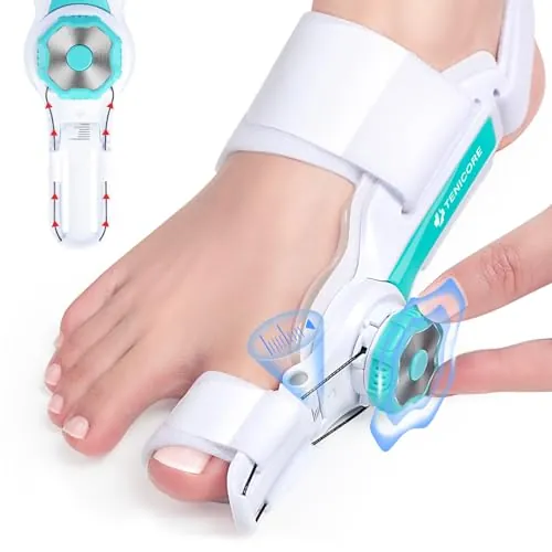 TENICORE Corrector de Juanetes Botón Ajustable Corrector Juanetes Mujer Hombre Separador Dedos Pie Hallux Valgus Protector Dedos Pie 1 Unidad Talla L