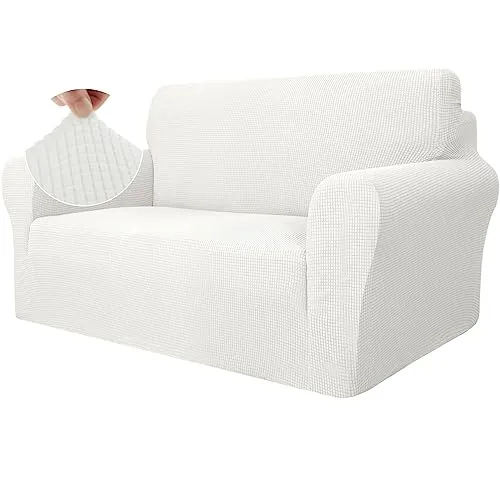 Ystyle Funda Sofa 2 Plazas, Ajustables Fundas Sofa Elasticas, Protector Sofa Gatos Arañazo y Perros Mascotas, Funda de Sofá con Reposabrazos Antideslizante Antimanchas Lavable, Blanco