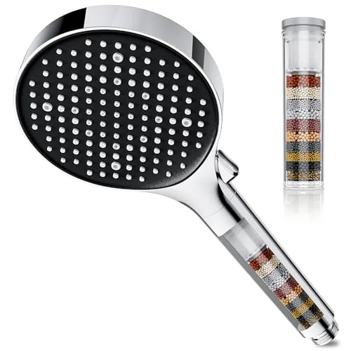 Magichome Alcachofa de Ducha Filtro 25 Capas, 6 Tipos Chorro, Negro