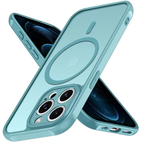 ivoler Funda Magnética para iPhone 12 Pro 6.1 Pulgadas, Compatible con MagSafe, [Protección Militar] Carcasa Protectora Antigolpes Antiarañazos Translúcida Mate Trasera Fina Case, Turquesa