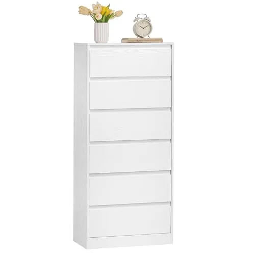 VASAGLE Cómoda de 6 Cajones para Dormitorio, 48 x 30 x 111,2 cm