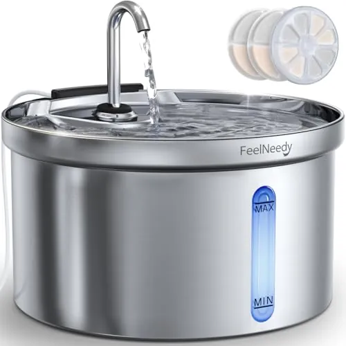 Fuente de Agua para Gatos Acero Inoxidable 304, 3,5L Bebedero Gatos