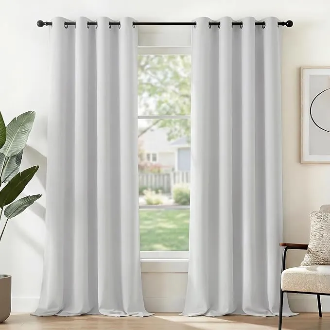 Deconovo Cortinas Térmicas Aislantes Frío y Calor Opacas Blackout – Cortinas Modernas para Salon y Dormitorio, 2 Piezas con Ojales 140x240 cm, Gris Perla, Elegantes Curtains Aislantes para Hogar