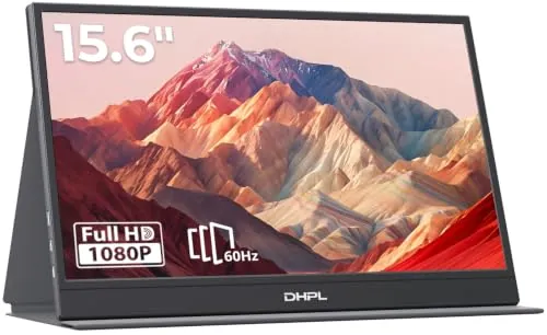 DHPL Monitor portátil 15,6 pulgadas Pantalla FHD 1080P IPS Altavoz incorporados Interfaz USB-C/HDMI Pantalla portátil para portátil, PC, Mac, móvil y consolas juegos funda protectora incluida