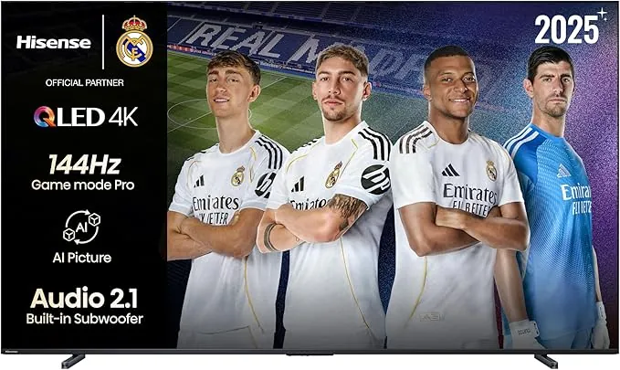 Hisense 100E7Q Pro - QLED Smart TV 100 Pulgadas, Gaming TV, Modo Juego Pro 144Hz, AMD Freesync Premium Pro, Dolby Vision IQ, Dolby Atmos, Movimientos Suaves IA, Hi-Concerto, Procesador Hi-View IA