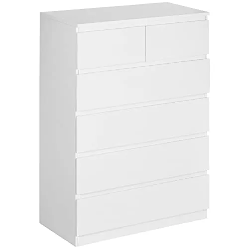 HOMCOM Cómoda 6 Cajones con Cierre Suave Estilo Moderno 80x39x115 cm Blanco