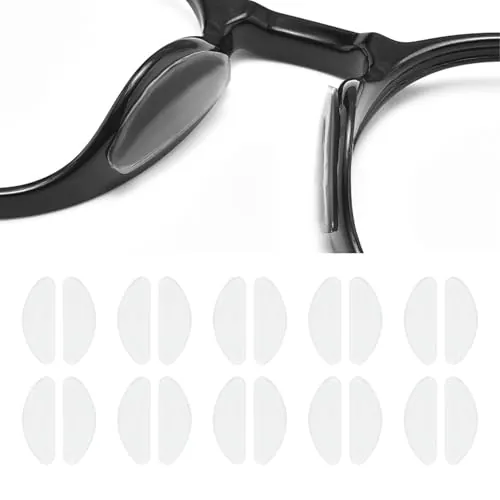 KMKANPO 10 pares 1mm Almohadillas de nariz para lentes,Almohadillas Gafas Nariz de Silicona,Almohadilla de Nariz Adhesiva de Silicona Antideslizante,para Anteojos y Gafas de Sol(Transparente)