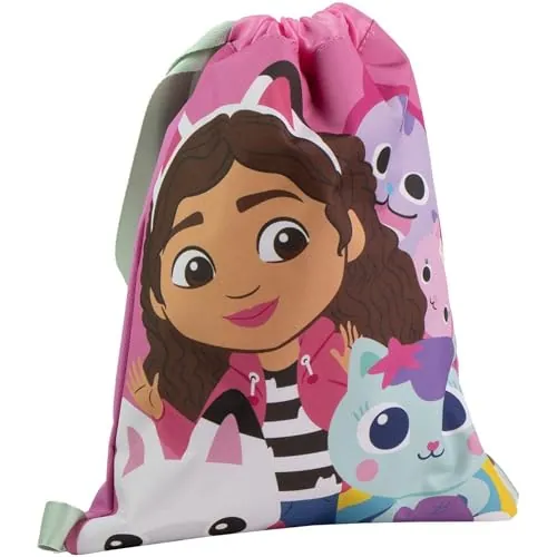 Saquito Escolar Gabby’s Dollhouse – Mochila Tipo Saco Infantil con Cierre de Cordón y Diseño de Gabby, Perfecto, Educación Infantil, Paseos y Actividades Diarias