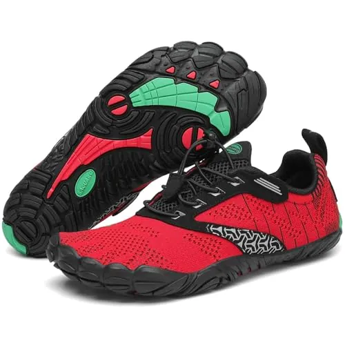 SAGUARO Barefoot Zapatillas de Trail Hombre Escarpines Mujer Zapatos de Agua Minimalistas Zapatillas de Deporte Acuaticos Exterior Interior Rojo 44