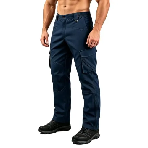 ZITY Pantalones de Trabajo para Hombre, Pantalones tácticos Cargo Senderismo con Cintura elástica montañismo para Exteriores con múltiples Bolsillos