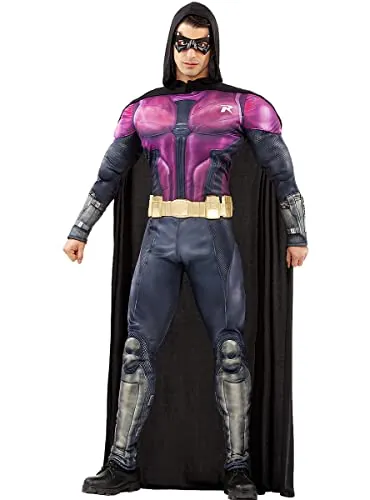 Funidelia | Disfraz de Robin - Arkham Knight para hombre Chico Maravilla, Superhéroes, DC Comics - Disfraz para adultos y divertidos accesorios para Fiestas, Carnaval y Halloween - Talla XL - Negro