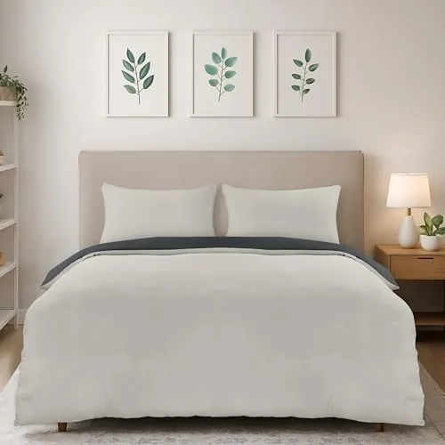 Utopia Bedding Funda Nordica Cama 150 230x220, Gris Oscuro/Gris Claro