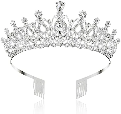 Tiara Corona de Cristal con Diamantes de imitación Peine para Corona Nupcial desfiles Fiesta de cumpleaños