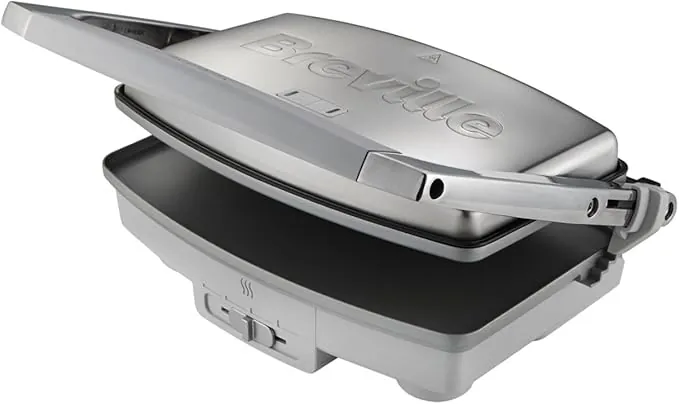 Breville Plancha para sándwiches/paninis DuraCeramic | Sandwichera Café-Style de 2 rebanadas | Acero inoxidable [VST071X]