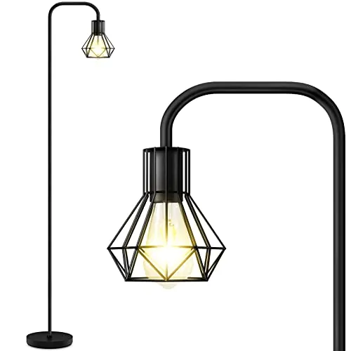 BBHome Lámpara de pie vintage, lámpara de pie industrial con portabombillas E27, Metal lámpara de pie minimalista adecuada para sala de estar, dormitorio, oficina, negra (bombilla no incluida)