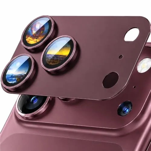 Jurqqer Protector Lente Cámara para iPhone 18 Pro Max, Burdeos