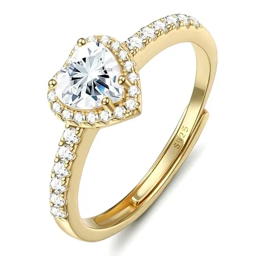Chriscoco Anillo Mujer Plata de Ley 925 con Zirconia Cúbica Ajustable para Compromiso, Boda, Aniversario - Anillo de Promesa en Plata/Oro/Oro Rosa con Caja de Joyería