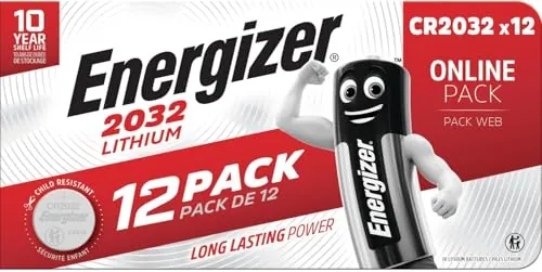 Energizer Pilas CR2032 (Paquete de 12) - Baterías de Botón 3V Litio