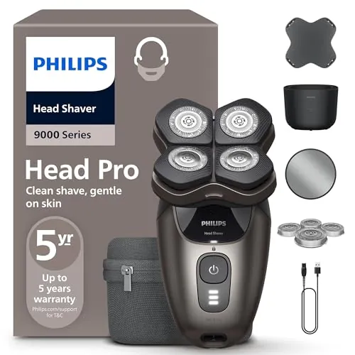 Afeitadora de cabeza Philips Serie 9000 Pro - Afeitadora de cabeza para hombres y mujeres, cabezal flexible 360°, cuchillas ComfortCut para un afeitado apurado y suave, modelo HS9980/15