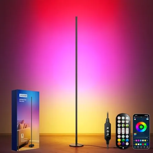 Lámpara de Pie LED Regulable RGB para sala de estar, 160 cm, con control por aplicación y mando a distancia, sincronización de música y temporizador, para decoración de fiestas