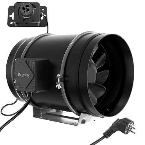 Brogachy 200mm Ventilador de Extracción Ajustable 1413m³/h,Ventilador Extractor de Aire 3000 RPM Con Trifásico EC Motor, Para Baño, Booster, Tienda de cultivo, Garage, Cucina.