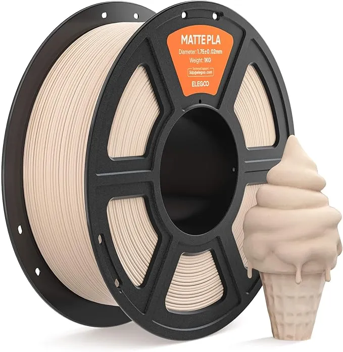 ELEGOO Filamento PLA MATE 1.75 1KG Beige, Filamento para Impresora 3D, Precisión Dimensional +/- 0.02mm, Carrete Filamento 3D, para Mayoría Impresoras 3D