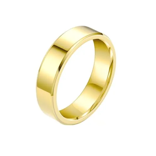 MAGIIE 6mm Anillos Hombre,Anillo Clásico para Boda Compromiso,Acero inoxidable Anillo de Compromiso,Vintage clásico Anillos de Hombre (Oro, 24)