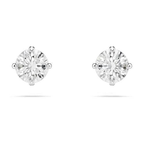 Swarovski Pendientes de botón Attract, Talla redonda, Blancos, Baño de rodio