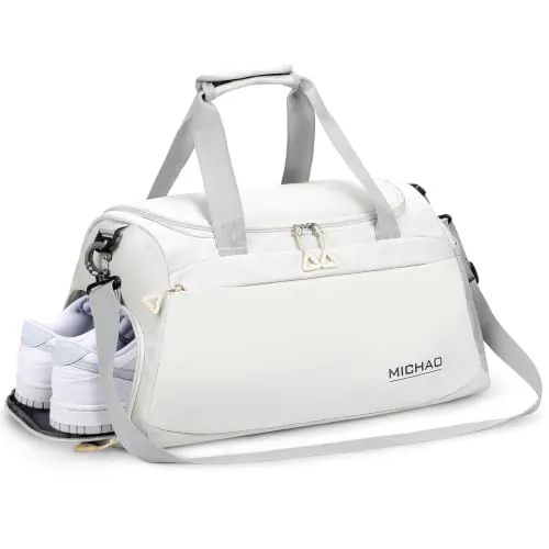 35L Bolsa de Deporte, Bolsa Deporte Mujer Masculino Grande, Blanco
