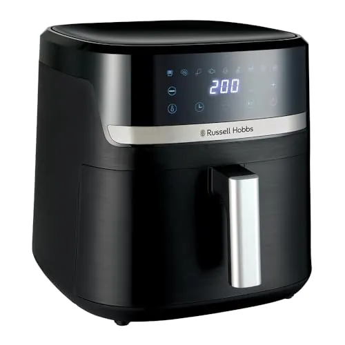 Russell Hobbs Freidora de Aire, Air Fryer, Freidora sin Aceite 8,3 L, XXL [tamaño compacto, bajo nivel ruido, pizzas de 26 cm] Satisfry (piezas aptas lavavajillas, pantalla táctil, grill) 27632-56