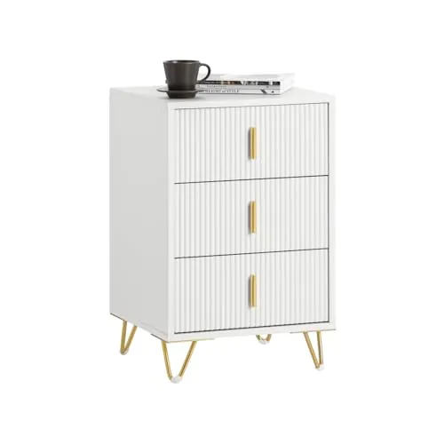 SoBuy Mesita de Noche 3 cajones, Altura 63 cm, 40x40x63 cm Dormitorio