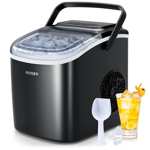 ecozy Máquina de Hacer Hielo, 12 Kg/24 Koras, 9 Hielos en 6 Min, 2 Tamaños
