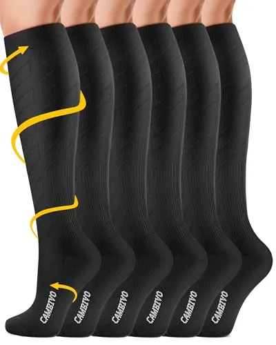 CAMBIVO Medias de Compresión Mujer Hombre 3Pares, Calcetines Compresion 20-30mmHg, Medias de Compresion Varices para Deporte, Running, Ciclismo, Deportivos, Senderismo, Viajes, Enfermera