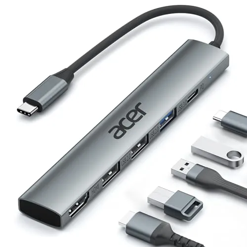 acer Hub USB C 5 en 1, Ataptador USB C a HDMI 4K