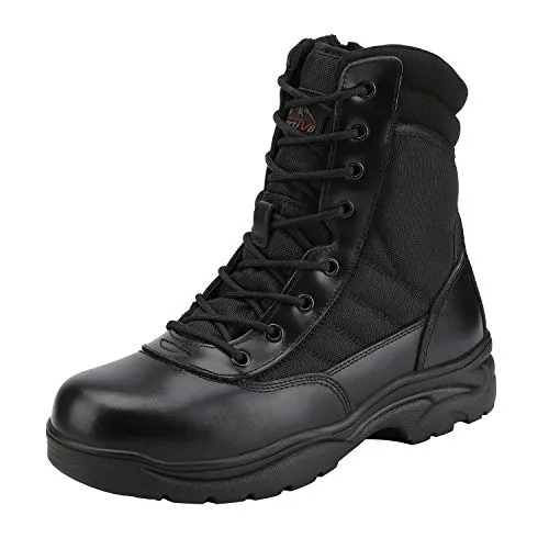 NORTIV 8 Botas Militares Tácticas Hombre Policiales ,Negro,43 | Protección Tobillo, Suela Antideslizante, Gran Durabilidad, Máxima Comodidad, Versátil Aventuras