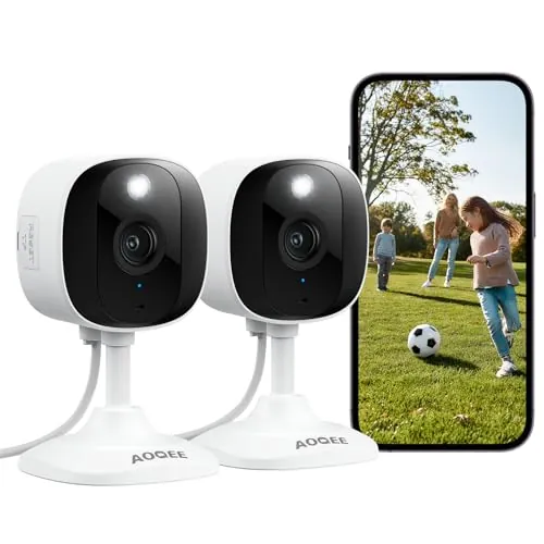 AOQEE Cámara Vigilancia WiFi Interior/Exterior - 2K Camaras Vigilancia Domicilio WiFi Seguridad IP65, Visión Nocturna Color, Detección Humana, Sirena, 24/7 Grabación Continua, Compatible Alexa, C1