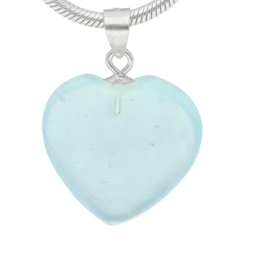 Lebensquelle Plus Colgante en forma de corazón de piedra preciosa auténtica | Anilla de plata 925 – dos tamaños | Colgante de corazón de piedra natural | Joyería e idea de regalo (Aguamarina, S)