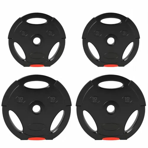 SPORTNOW Juego de Discos Pesas de 4 Piezas con Orificios 25 mm Total 30 kg