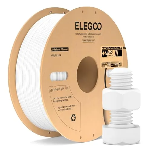 ELEGOO Filamento ABS 1.75mm 1KG Blanco, Filamento para Impresora 3D, Precisión Dimensional +/- 0.02mm, Carrete Filamento 3D, para Mayoría Impresoras 3D