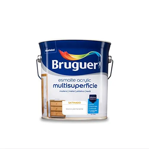 Bruguer Acrylic Multisuperficie Esmalte al agua Satinado Blanco Permanente 4 L