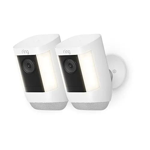 Ring cámara Pro con luces y batería (Spotlight Cam Pro Battery) | Vídeo 2K con Ring Vision, detección de movimiento 3D| 30 días de prueba gratuita de Ring Home | 2 Cámaras