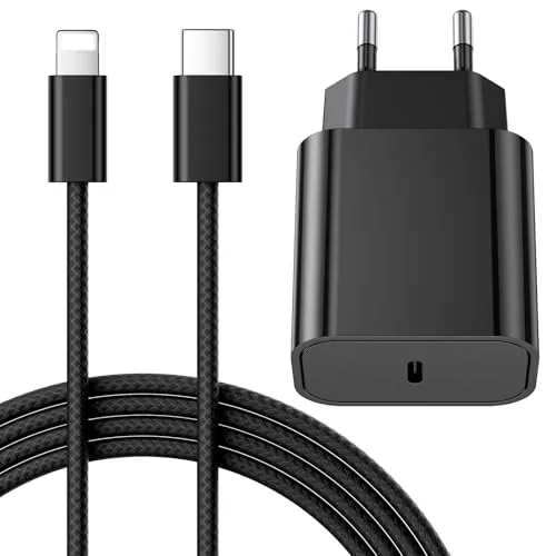 25W Cargador Carga Rapida for iPhone 14/14 Pro/14 Pro Max/14 Plus 13 12 11 SE XR X XS 8 7, USB C Carregador Enchufe Rapido Adaptador Charger Corriente con 2M Cable, Rosa