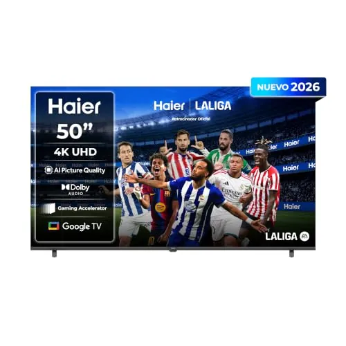 Haier K85 4K UHD 50" H50K85GUX, Smart TV con Google TV, Chromecast, Dolby Audio, HDR10, MEMC, AI Picture Quality, Bluetooth 5.1, Gaming Accelerator 120Hz, USB 2.0 x 2, DBX TV, HDMI 2.1 x 4 [2026]