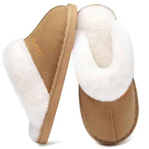 Donpapa Zapatillas Casa Mujer Hombre Invierno Peluche Memory Foam Pantuflas | Shearling Sintético,Cálidas Slippers,Esponjosas y Comodas,Antideslizantes,Interior y Exterior, Chestnut 36.5-38