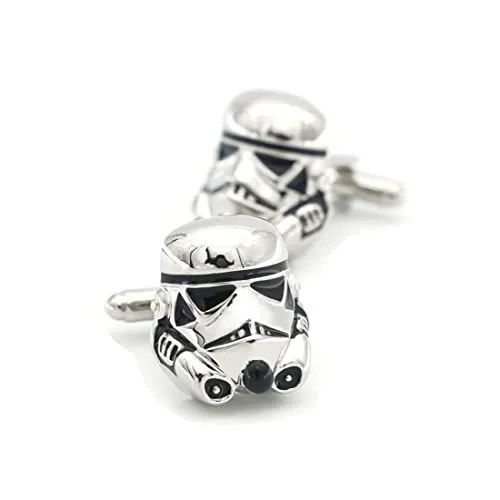 GAUEIOUR Gemelos de Stormtrooper, accesorios de moda para camisa, regalos personalizados para hombre (plata), 3cm, acero aleado