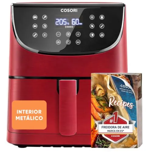 Cosori Freidora de Aire 5,7L, Interior Metálico, 11 Modos, 97% Sin Aceite