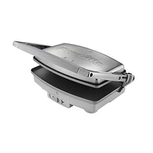 Breville Plancha para sándwiches/paninis DuraCeramic | Sandwichera Café-Style de 2 rebanadas | Acero inoxidable [VST071X]